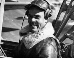 Benjamin O. Davis Lt. Col. Benjamin Davis, Jr., commanding officer of the 99th Fighter Squadron sits in the cockpit in preparation of a bomber escort mission over enemy territory. n.d. US Air Force photo from the Air University HO, Maxwell Air Force Base Collection 