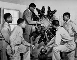 Aviation cadets study a radial aircraft engine during one of their ground school courses  June 1942 Air University/ HO, Maxwell Air Force Base AL photo collection 